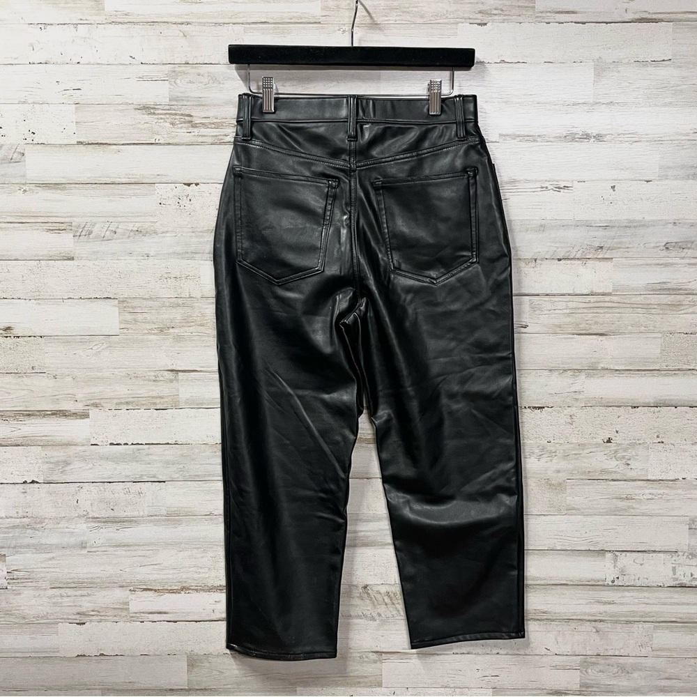 Abercrombie & Fitch Black Vegan Leather Ankle Straight Ultra High Rise - Picture 4 of 6